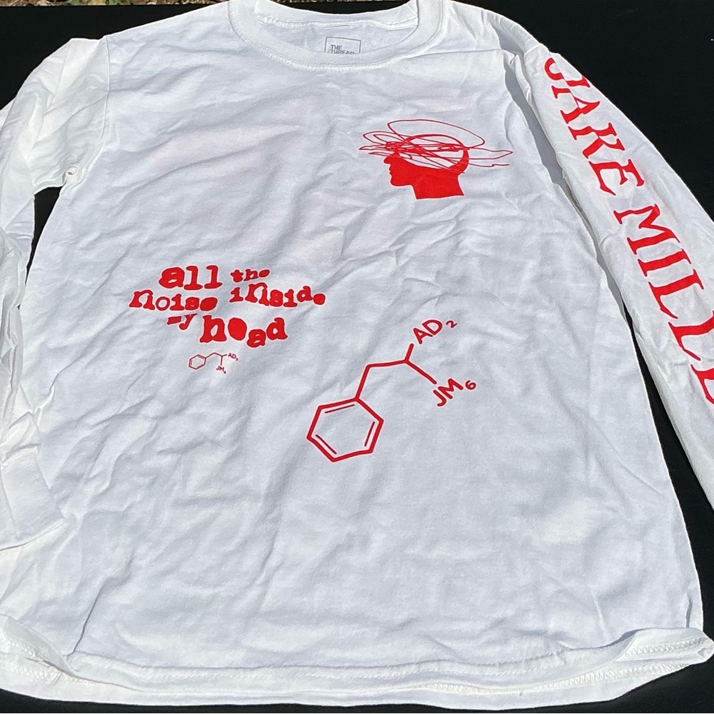 Jake Miller White Long Sleeve Shirt with Red Graphics